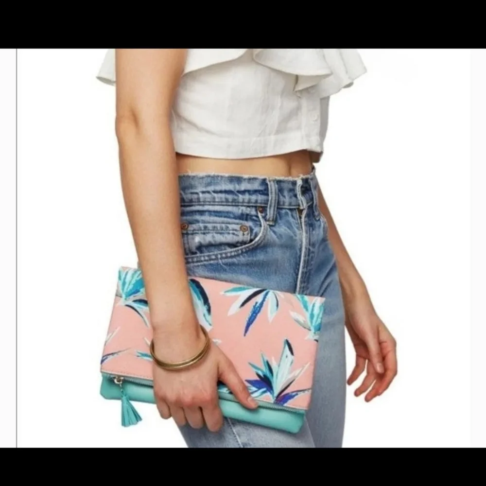 Rachel Pally Anthropologie Vegan Clutch Green Floral